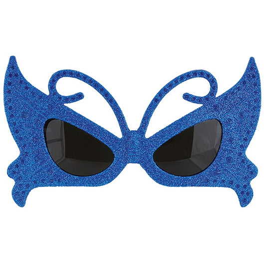 Blue Glitter Butterfly Wacky Shades Sunglasses