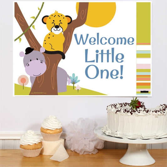 Lion Cub and Hippo Baby Party Sign,  12.5 x 18.5 inch,  set of 3