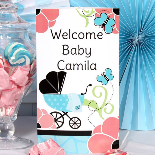 Butterfly Baby Shower Personalized Centerpiece,  10 inch,  set of 4