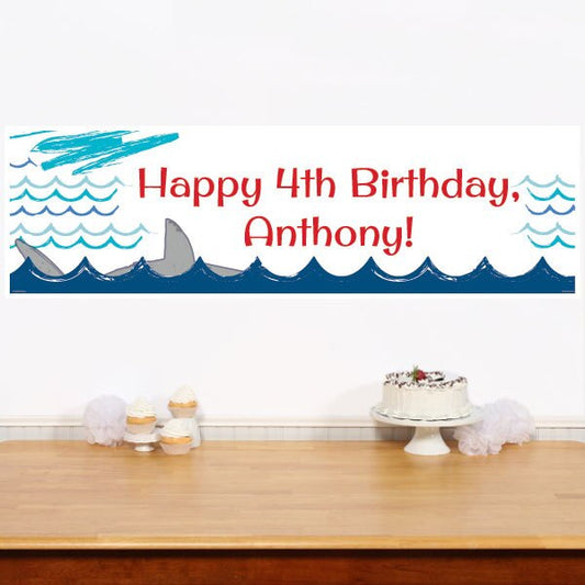 Shark Splash Banners Personalized,  12 x 40 inch,  set of 2