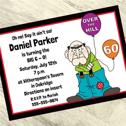 Grumpy Guy 60th Invitations Personalized with Envelopes,  5 x 7 inch,  set of 12