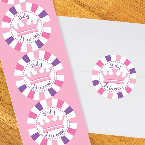 Lil Princess Baby Shower Circle Stickers,  2 inch,  set of 60