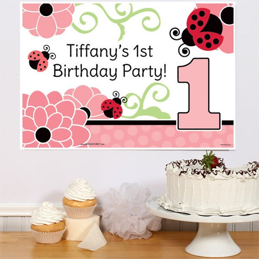 Lil Ladybug 1st Birthday Party Poster Personalized,  12.5 x 18.5 inch,  set of 3