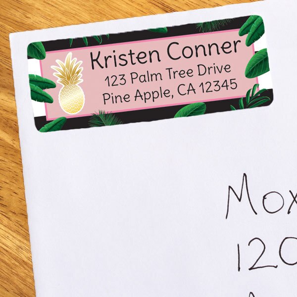 Pineapple Address Labels Return,  1 x 2.6 inch,  set of 60