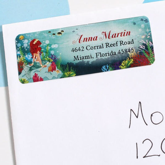 Mermaid Princess Address Labels Return,  1 x 2.6 inch,  set of 60