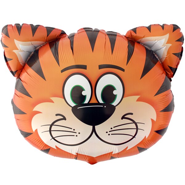Tiger Face Large Shape Foil Balloon,  30 inch,  each