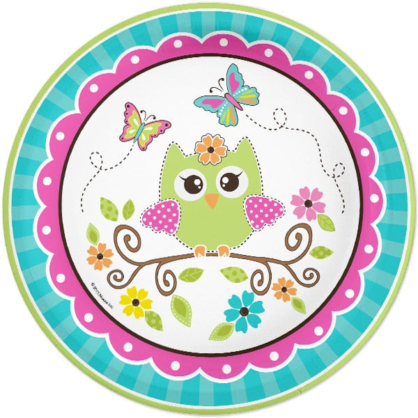Lil Owl 1st Birthday Lunch Plates,  9 inch,  8 count