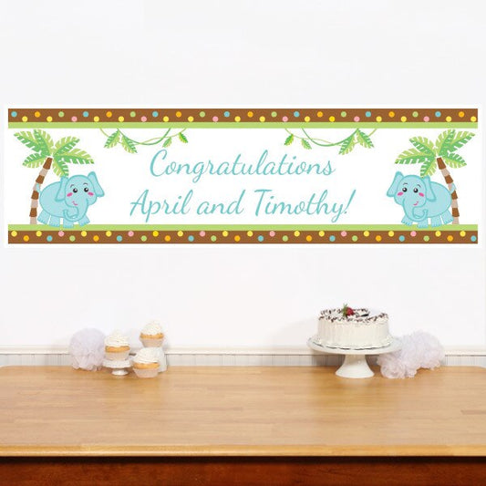 Elephant Dots Banners Personalized,  12 x 40 inch,  set of 2