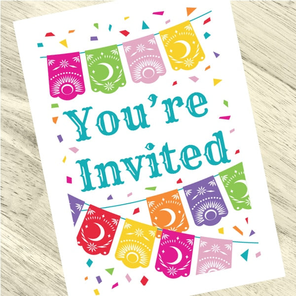Fiesta Invitations Fill-in with Envelopes,  4 x 6 inch,  set of 16