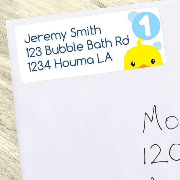 Lil Ducky 1st Birthday Address Labels Return,  1 x 2.6 inch,  set of 60