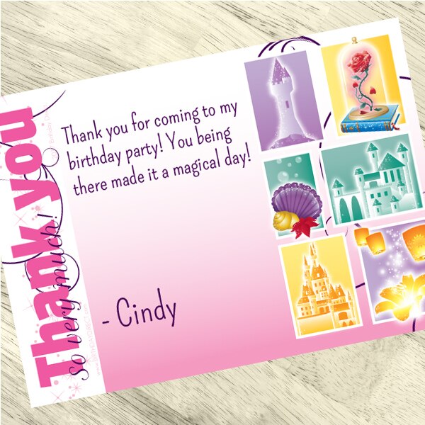Princess Shimmer Thank You Notes Personalized with Envelopes,  5 x 7 inch,  set of 12