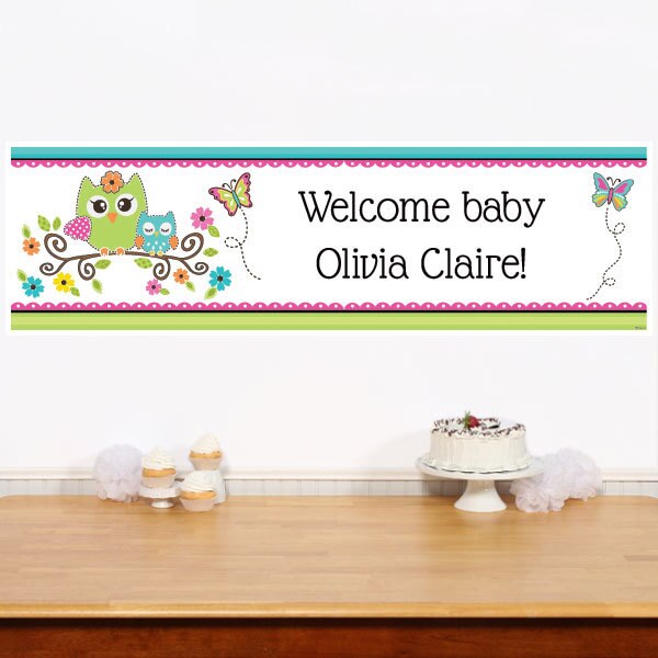 Lil Owl Baby Shower Banners Personalized,  12 x 40 inch,  set of 2