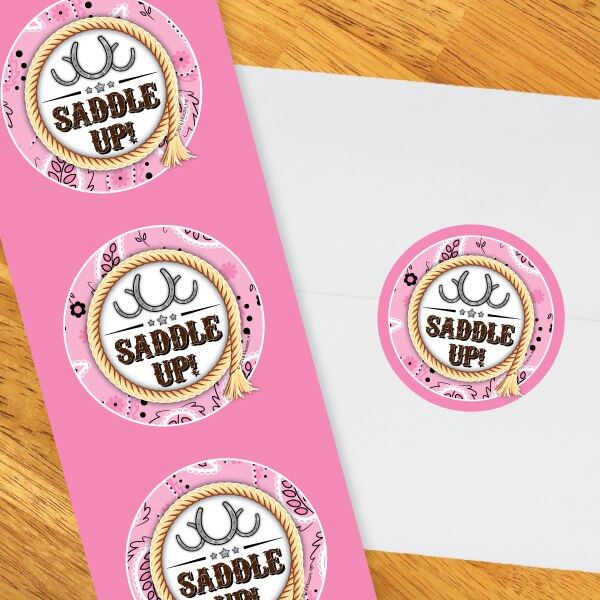 Western Cowgirl Circle Stickers,  2 inch,  set of 60