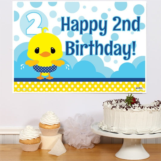 Little Ducky 2nd Birthday Party Sign,  12.5 x 18.5 inch,  set of 3