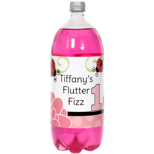 Lil Ladybug 1st Birthday Bottle Labels Personalized 2-liter Soda,  5 x 15 inch,  set of 8