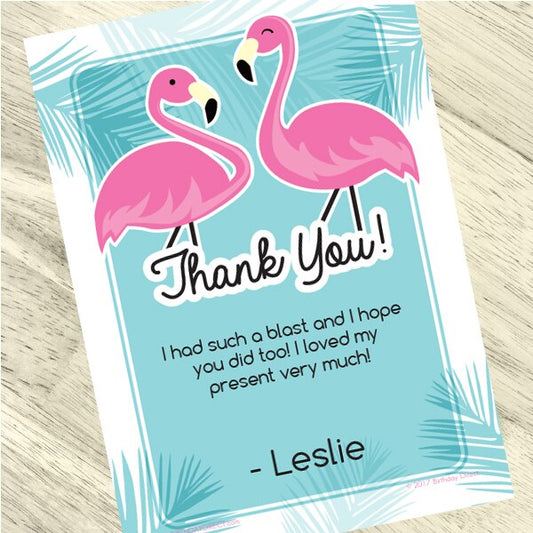 Flamingo Thank You Notes Personalized with Envelopes,  5 x 7 inch,  set of 12