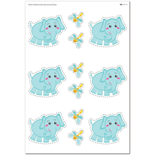 Elephant Dots Activity Sheet DIY Decor,  12.5 x 18.5 inch,  4 sheets