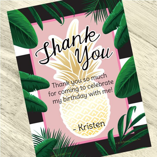 Pineapple Thank You Notes Personalized with Envelopes,  5 x 7 inch,  set of 12