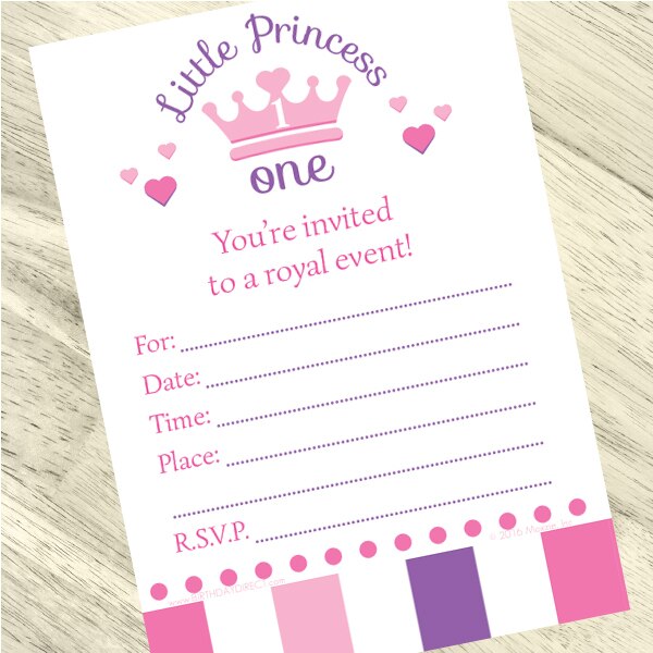 Lil Princess 1st Birthday Invitations Fill-in with Envelopes,  4 x 6 inch,  set of 16