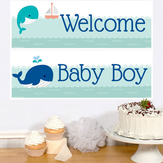 Lil Whale Blue 2 Piece Banner,  6 x 37 inch,  3 sets of 2
