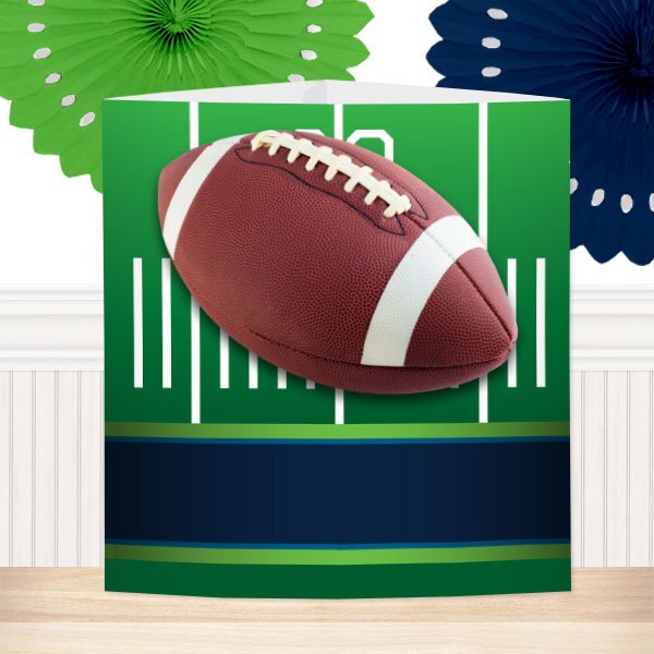 Football Blue, Navy and Green Centerpiece,  6 inch,  set of 8