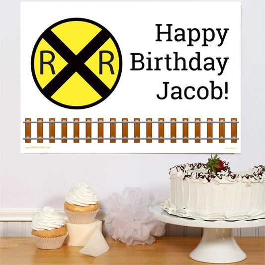 Railroad Crossing Party Poster Personalized,  12.5 x 18.5 inch,  set of 3