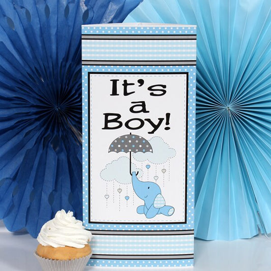 Elephant Baby Shower Blue Tall Centerpiece,  10 inch,  set of 4