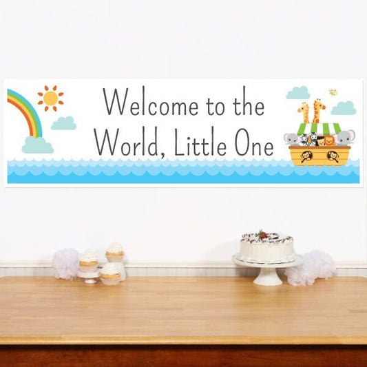 Lil Noah's Ark Baby Shower Banners Personalized,  12 x 40 inch,  set of 2