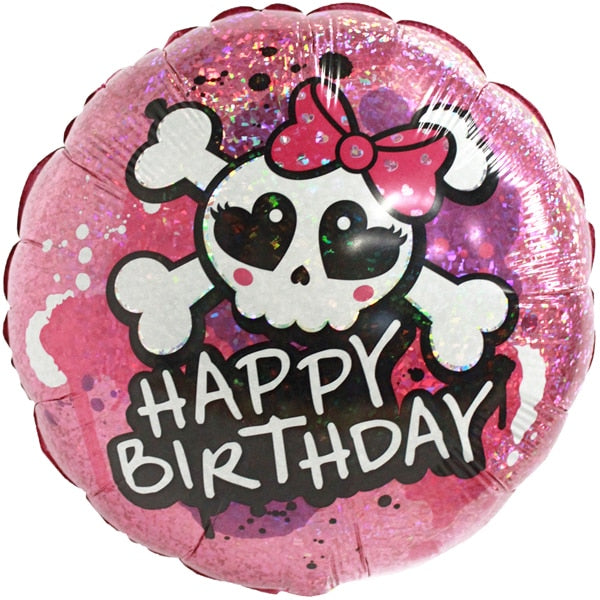 Sparkle Skull Happy Birthday Foil Balloon,  18 inch,  each