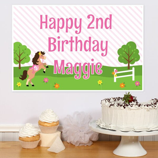 Playful Pony 2nd Birthday Party Poster Personalized,  12.5 x 18.5 inch,  set of 3
