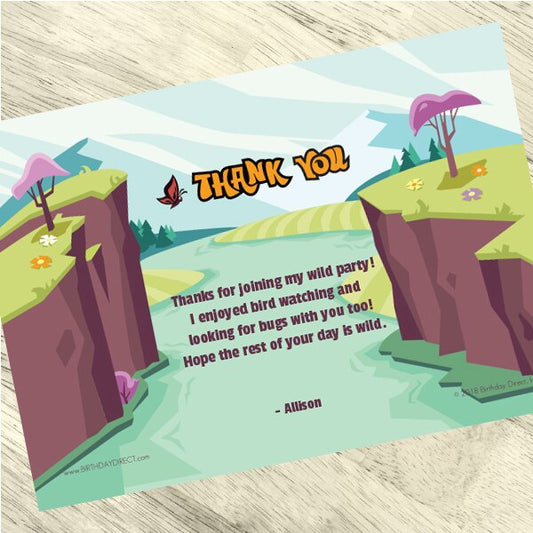 Wild Adventure Thank You Notes Personalized with Envelopes,  5 x 7 inch,  set of 12