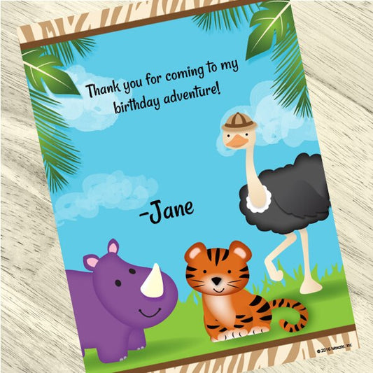Lil Tiger Thank You Notes Personalized with Envelopes,  5 x 7 inch,  set of 12