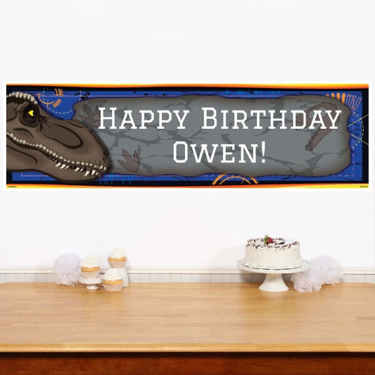 Jurassic Dinosaur T-Rex Banners Personalized,  12 x 40 inch,  set of 2