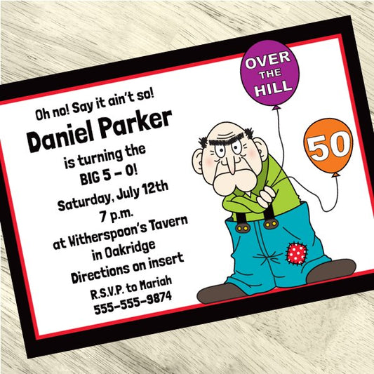 Grumpy Guy 50th Invitations Personalized with Envelopes,  5 x 7 inch,  set of 12