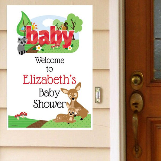 Woodland Animals Baby Shower Door Greeter Personalized,  12.5 x 18.5 inch,  set of 3