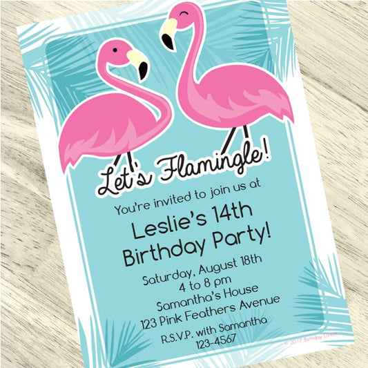 Flamingo Invitations Personalized with Envelopes,  5 x 7 inch,  set of 12