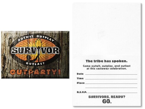 Survivor Party Invitations,  4 x 5 inch,  8 count