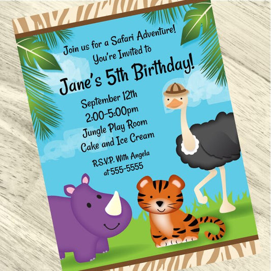 Lil Tiger Invitations Personalized with Envelopes,  5 x 7 inch,  set of 12