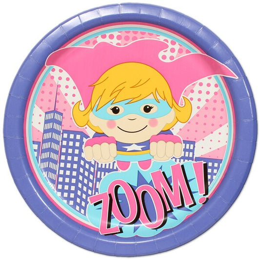 Super Girl Power Lunch Plates,  9 inch,  8 count