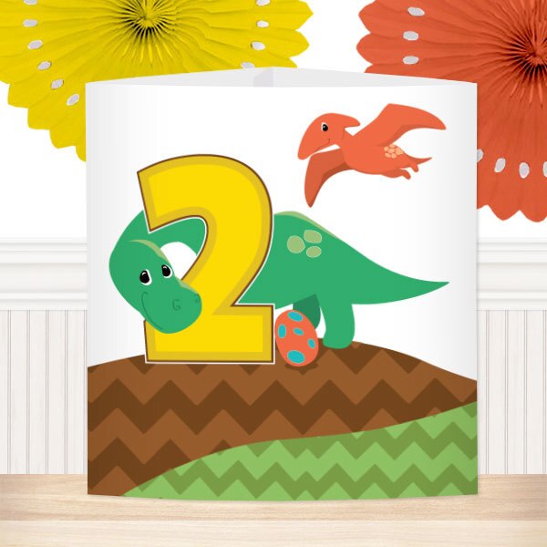 Lil Dinosaur World 2nd Birthday Centerpiece,  6 inch,  set of 8