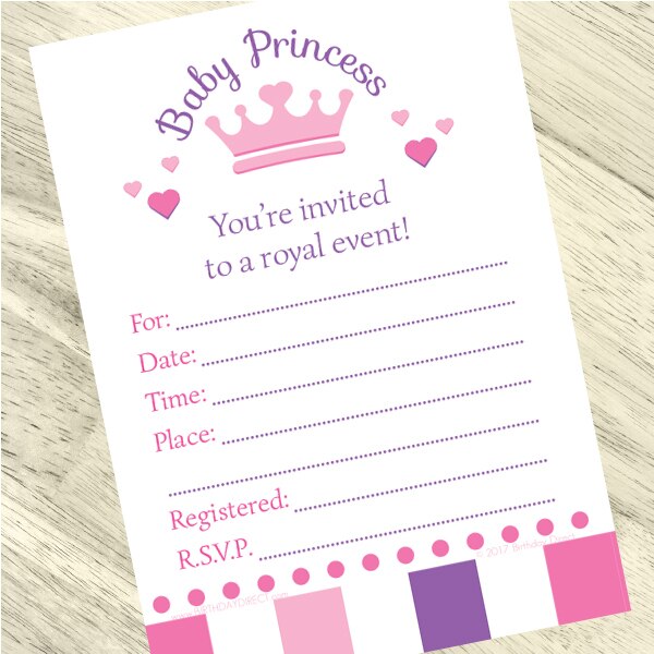 Lil Princess Baby Shower Invitations Fill-in with Envelopes,  4 x 6 inch,  set of 16