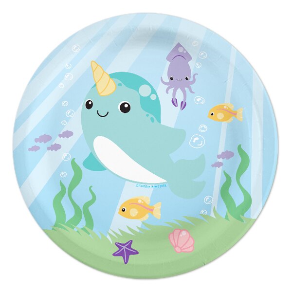 Lil Narwhal Dessert Plates,  7 inch,  8 count