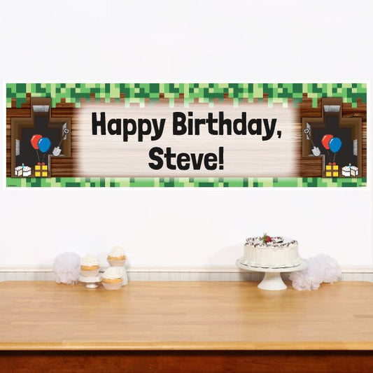 Pixel Craft Banners Personalized,  12 x 40 inch,  set of 2