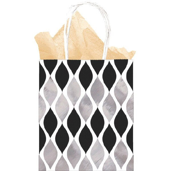 Black and Silver Wave Gift Bag, 2 Count