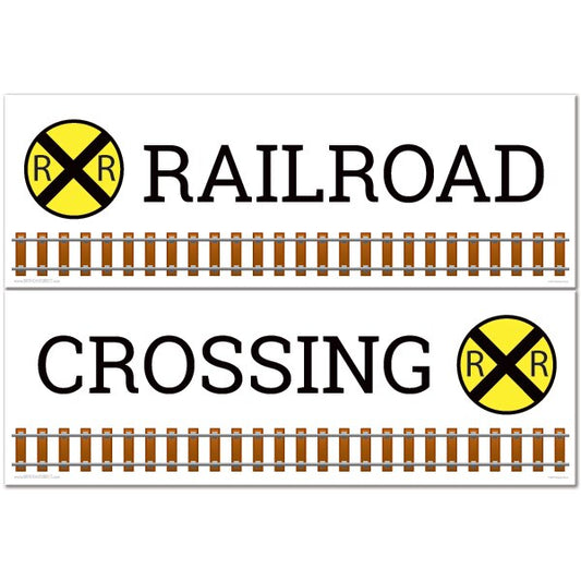 Railroad Crossing 2 Piece Banner,  6 x 37 inch,  3 sets of 2