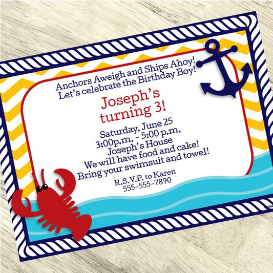 Ahoy Matey Invitations Personalized with Envelopes,  5 x 7 inch,  set of 12