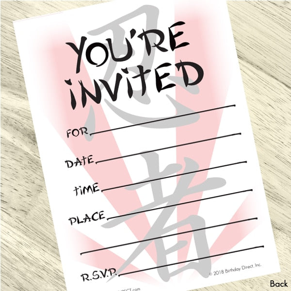 Lil Ninja Invitations Fill-in with Envelopes,  4 x 6 inch,  set of 16