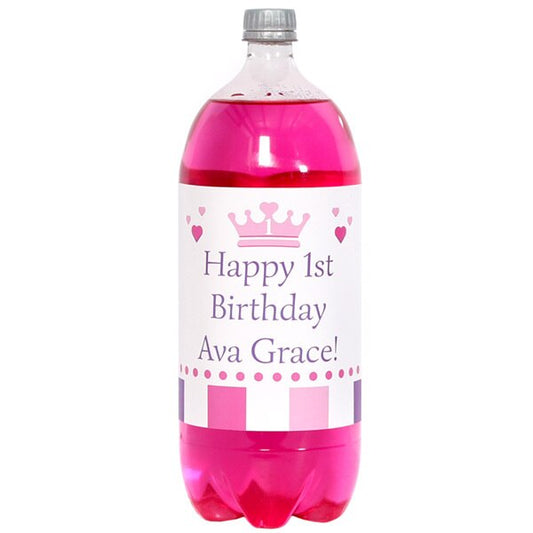 Lil Princess 1st Birthday Bottle Labels Personalized 2-liter Soda,  5 x 15 inch,  set of 8