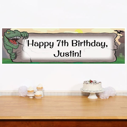 Dinosaur T Rex Banners Personalized,  12 x 40 inch,  set of 2