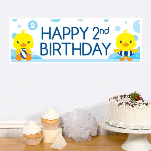 Lil Ducky 2nd Birthday Tiny Banners,  6 x 18.5 inch,  set of 8